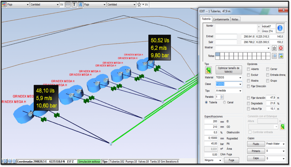 Sistema de redes de drenaje en 3D