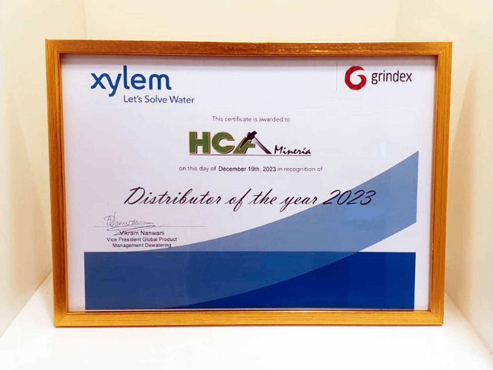 Reconocimiento como Distribuidor N°1 Mundial Grindex 2023