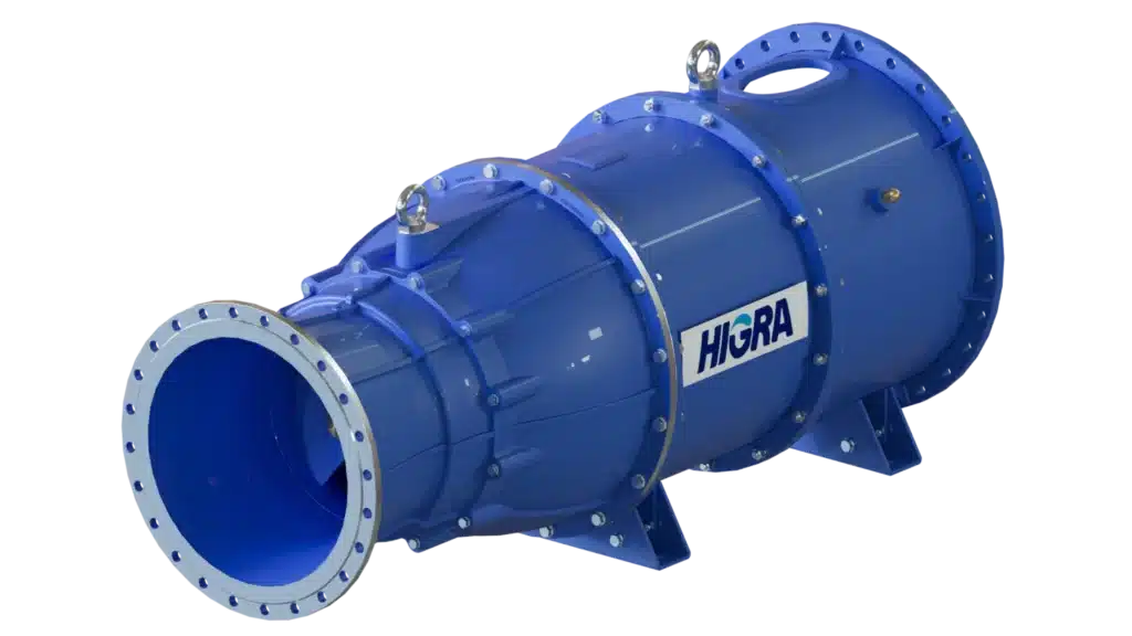 La bomba anfibia HIGRA tipo semiaxial es ideal para aplicaciones de alto caudal y baja presión.