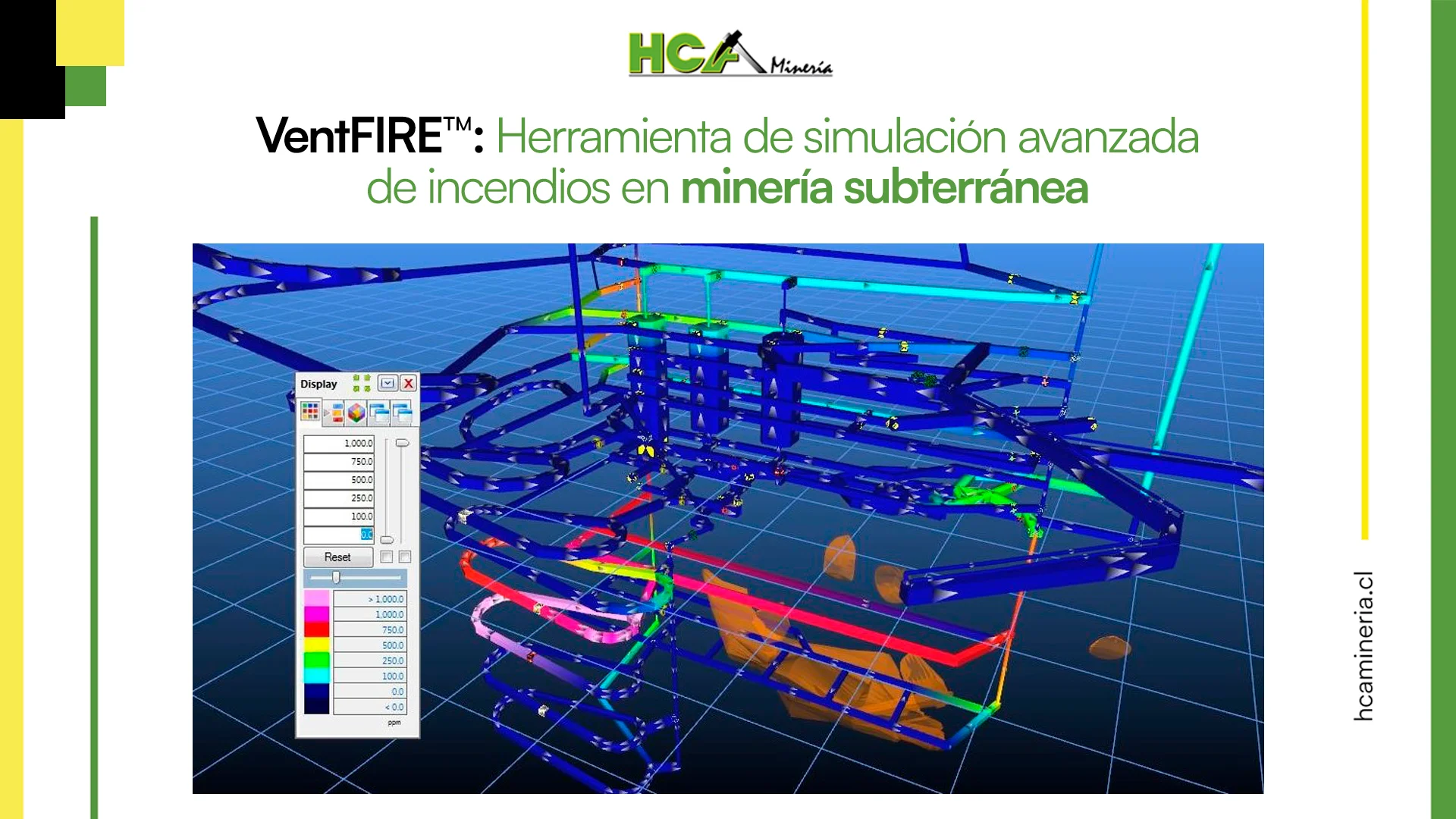VentFIRE™ se integra perfectamente con la interfaz gráfica de Ventsim.